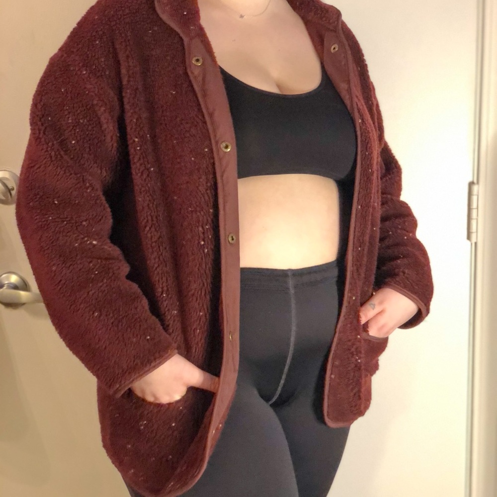 Maroon Sherpa Fleece Jacket